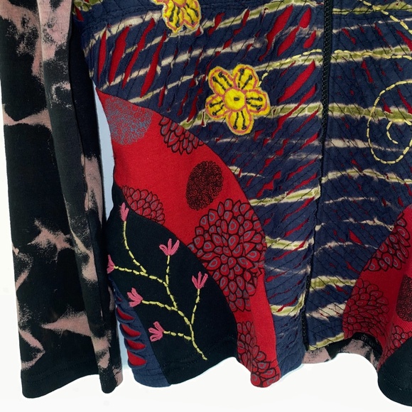 Vintage Rising International Mixed Prints Floral Embroidery Hoodie Medium - Picture 7 of 15